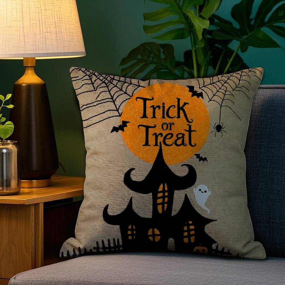 Scary Halloween Bat Pumpkin Pillow Case Sofa Living Room Bedroom Double-sided Printing Square Cushion Nap Time Pillow Case