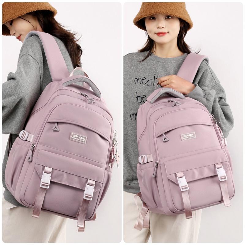 Schlichter einfarbiger Mittelschüler-Rucksack, lässiger Reiserucksack mit großer Kapazität, praktische mehrlagige Taschen, Schultaschen für Oberstufenschülerinnen