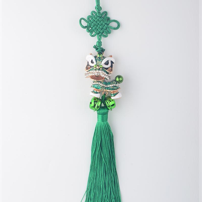 Lion Dance Car Pendant Ornament - Peace Amulet with Hanging Tassel
