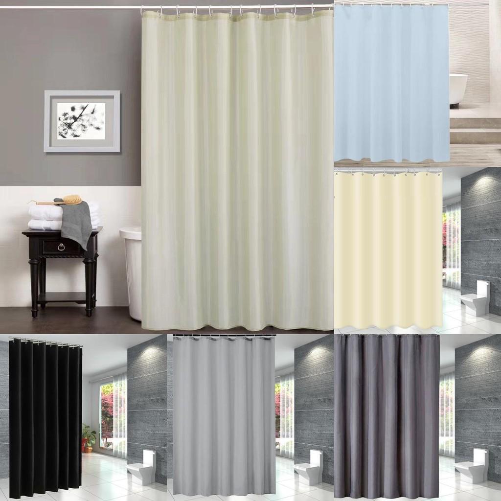 Waterproof Color Solid Polyester Shower Curtain Hooks Set For Bathroom Decor