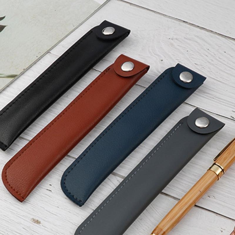 Solid Color Pencil Bag Retro Pencil Case Pen Bag Pen Case PU Leather Pencil Organisers Pencil Pouch for Ballpoint Pen