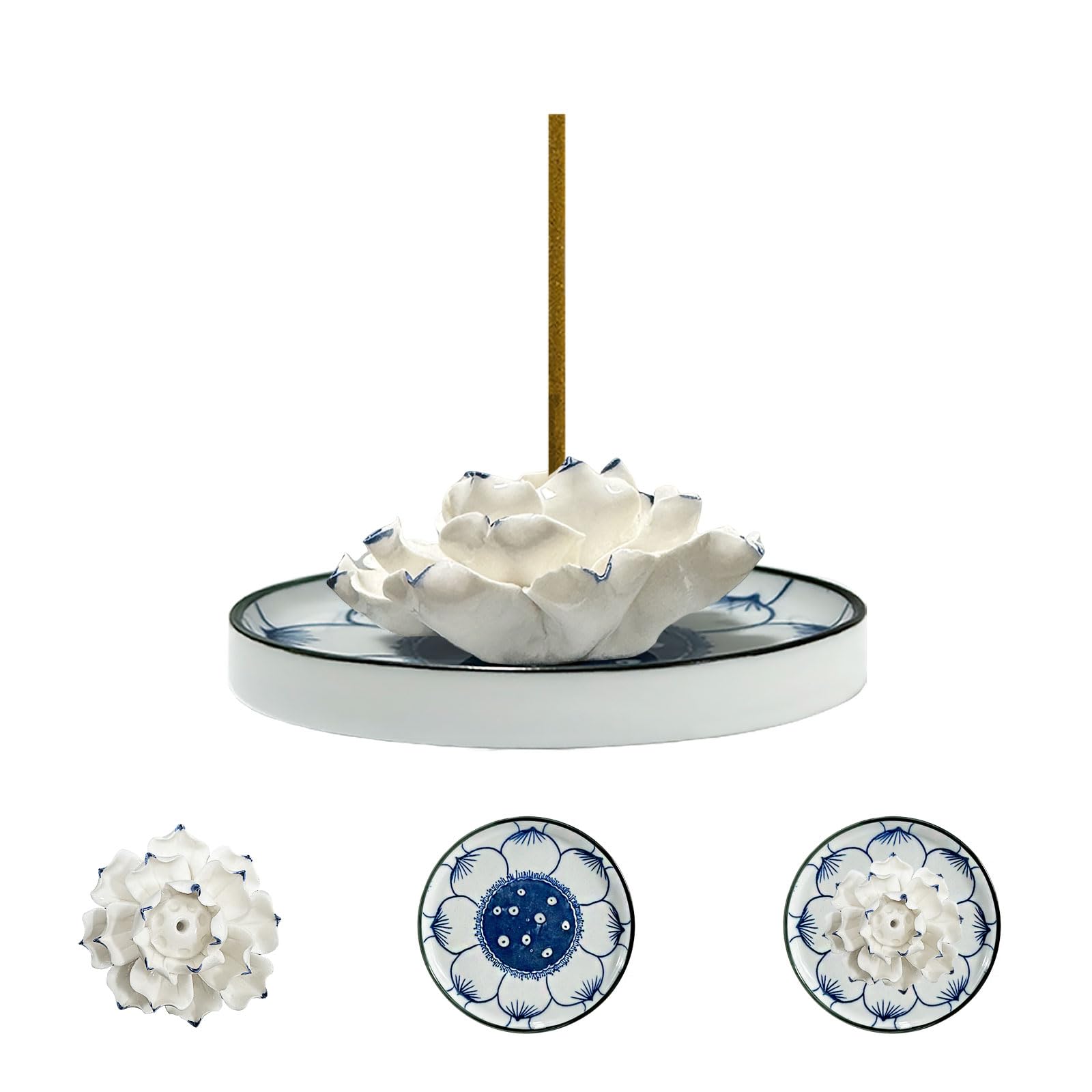 

UTRISM Ceramic Incense Holder for Buddhist Altars, Multi-Functional Ceramic Incense Burner Suitable for Tea Rooms, Study Rooms, Meditation Rooms,