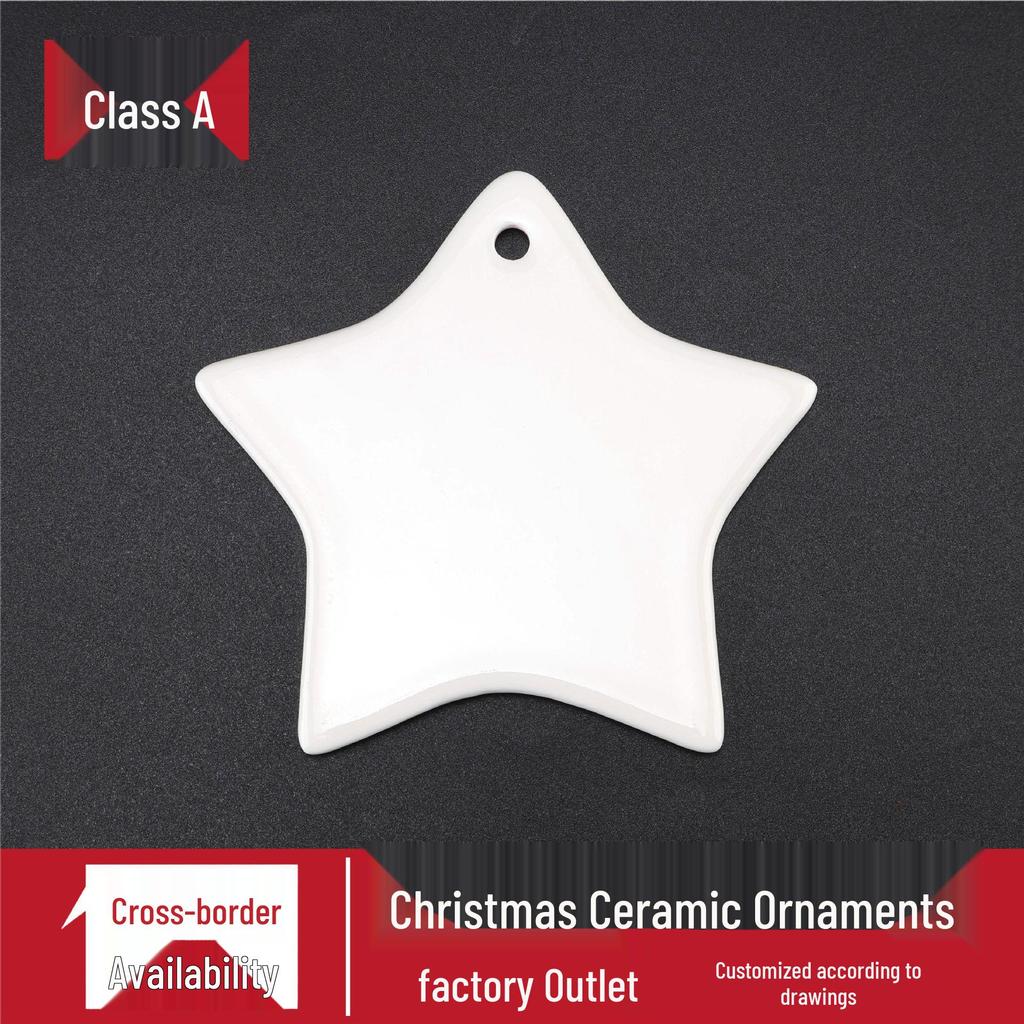 UV-Printed Ceramic Christmas Ornaments with Hang Tags