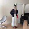 Loose casual natural waist bud skirt summer fashion versatile slim fit medium and long skirt