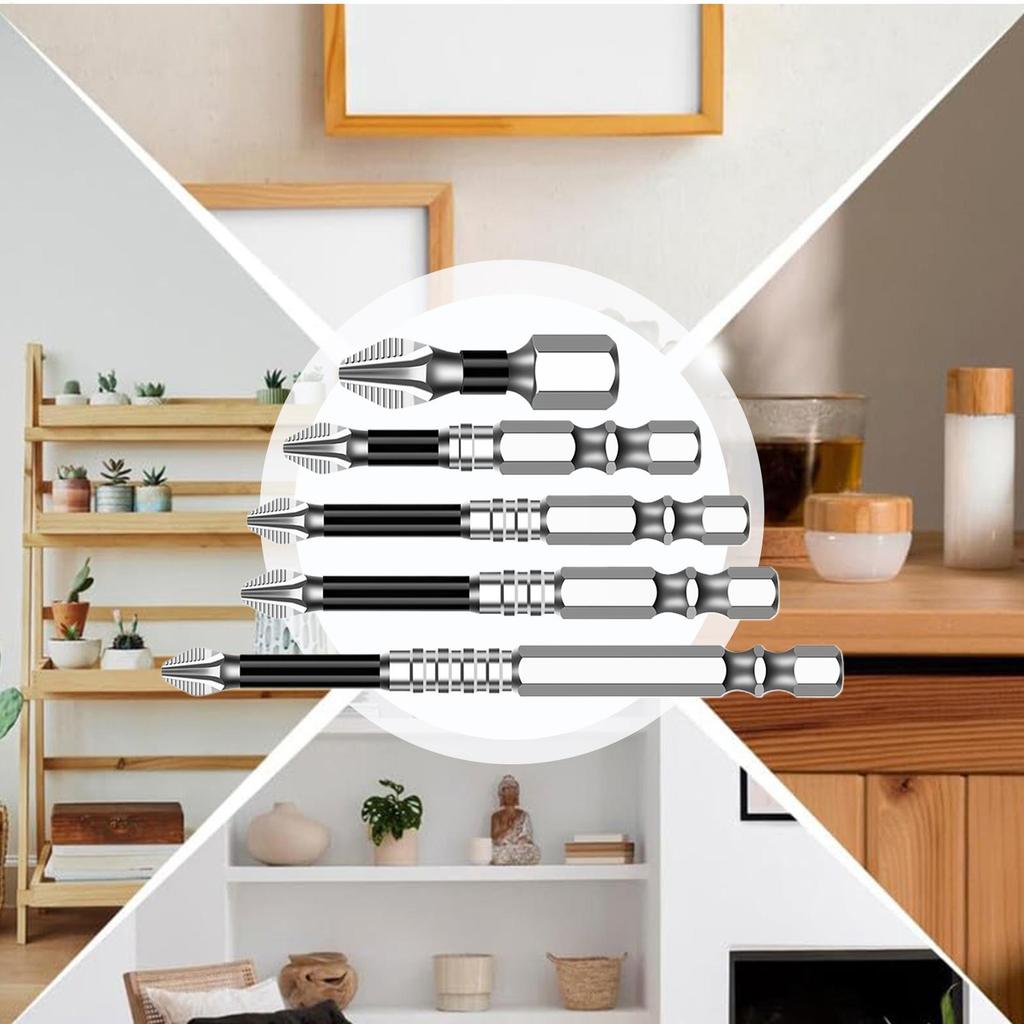 5 Stück Schraubendreher-Bit-Set Magnetisch Ergonomisch Verschleißfest Bohrerzubehör Elektrisches Zubehör Für Möbel