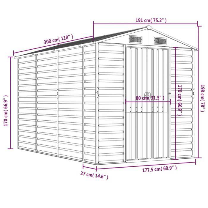 VidaXL Garden Shed, Tool Shed with Handles, Tool Shed with Sloping Roof, Patio Storage Shed, Grey 3188244