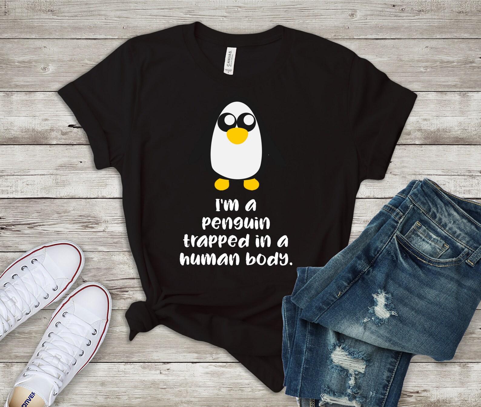 Funny Penguin Shirt, Perfect Gift for a Penguin Lover Cute Penguin Tee Shirt, Great Penguin Lover Birthday Gift I am Penguin trapped in body 2XL