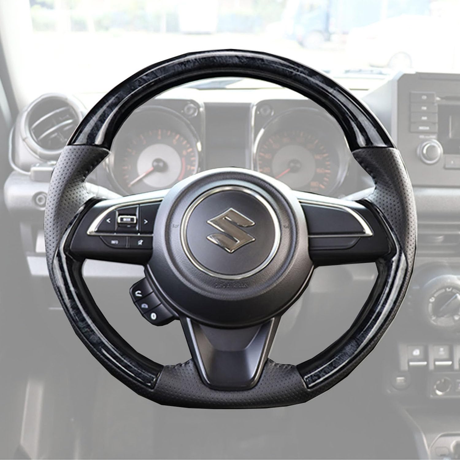 

Новый руль Suzuki Jimny для JB64 и JB74 Jimny без сверления Оригинальная замена интерьера для моделей Дерево с черным (4-е поколение) Сьерра.