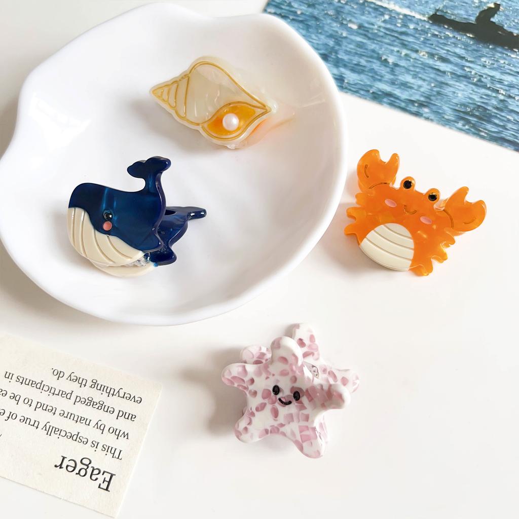 Cartoon Meereskleintier-Haarspangen sind kleine und zarte Acetat-Pfannen-Haarspangen, Pferdeschwanz halb gebundene Haiklammern