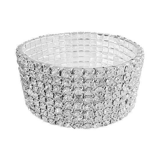 1 Set Women Jewelry Set Luxury Elegant Shiny Full Rhinestones Inlaid Sparkling Dress Up Gift Simple Bridal Necklace Bracelet