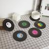 6pcs Coaster European American Retro Style Drink Beer Tea Abs Vinyl Record Cd Non Slip Drink Coaster for Desktop