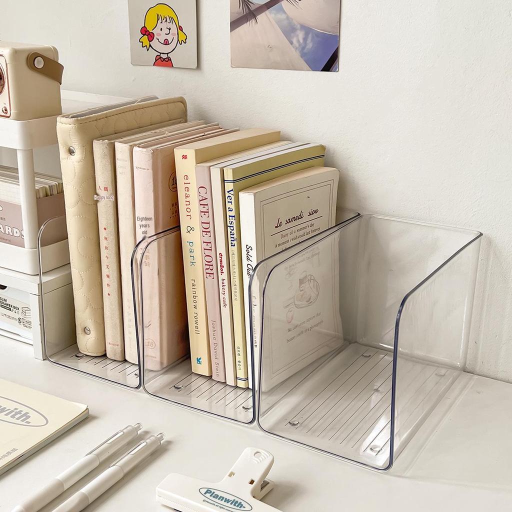 Acrylic Desktop Book Stand & Storage Box - Large Capacity Book Holder