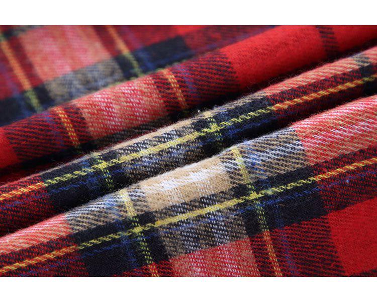 Korean Retro Plaid Plus Size Lapel Short Sleeve Shirt