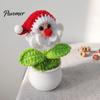 Handcrafted Holiday Desktop Ornaments Hand Crochet Potted Christmas Tree, Creative Knitted Plant, Mini Handmade Wool Decorations Cute Home
