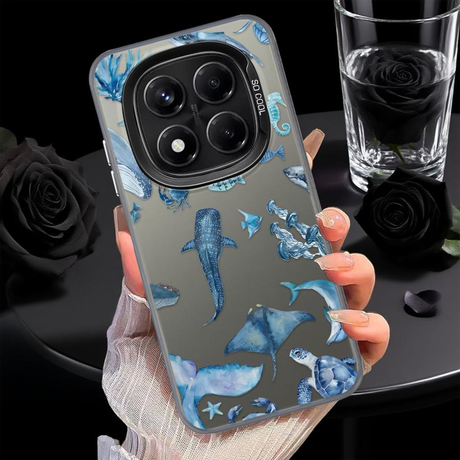 Phone Cover Case for Xiaomi Redmi Note 14 14C 12C 11 Pro 10 A2 A1 Note 13 12 Pro Plus 12 13C Colorful Silver Marine Organisms