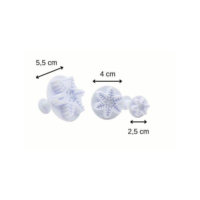Emporte-pièce - zenker - flocon de neige - lot de 3 - plastique - 2,5/4/5,5 cm