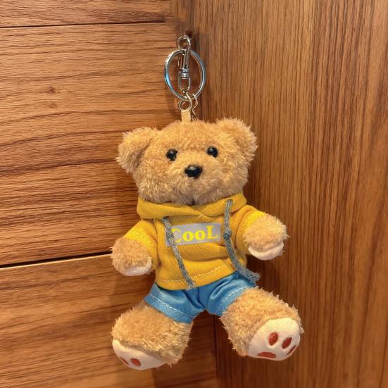 6 Inch Plush Bear Keychain Cartoon Bear Bag Charm Cute Stuffed Animal Keyring for Backpack Handbag Keys Hanging Accessories