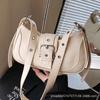Textured underarm casual bag 2025 new fashion trend shoulder bag simple handbag retro solid color messenger bag