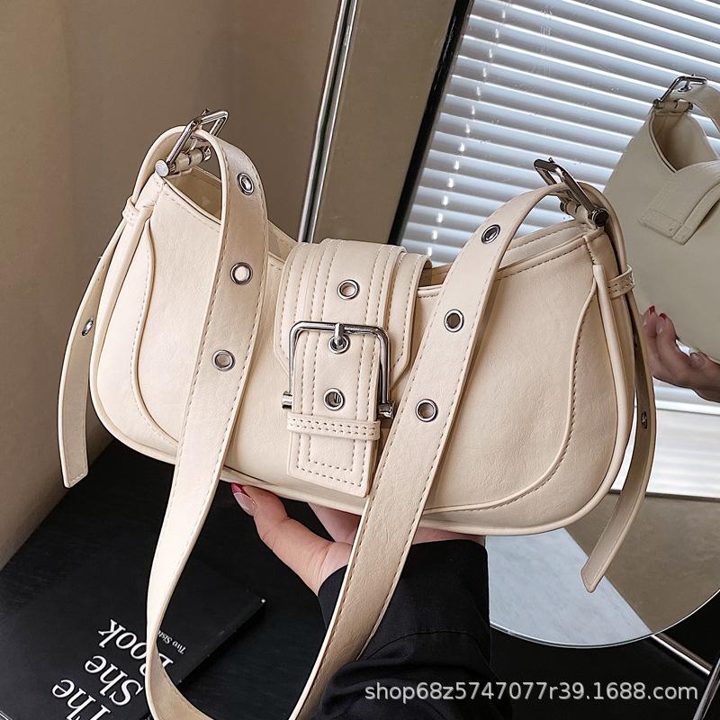 Textured underarm casual bag 2025 new fashion trend shoulder bag simple handbag retro solid color messenger bag