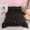 Red Mushroom Kawaii Comforter Set Twin Size Kids Bedding Botanical Plant Print Quilt for Boys Girls Adults