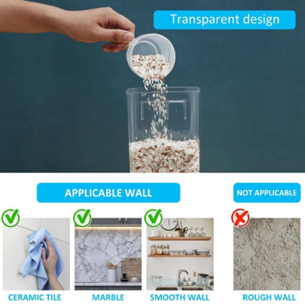 Practical-Transparent Rice Dispenser Wall Mounted Rice Storage Containers Kitchen Grain Organizer Sealed Kitchen Storage