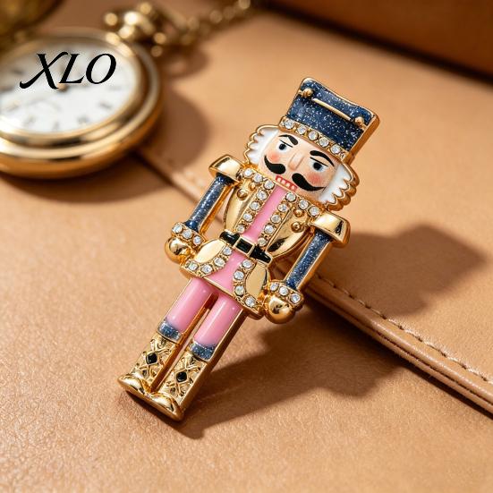 Alloy Nutcracker Jewelry Christmas Brooch Pin, Rhinestone Enamel Soldier Badge for Collectible Pin Women Men, Xmas Holiday Coats Sweaters Scarves Coat