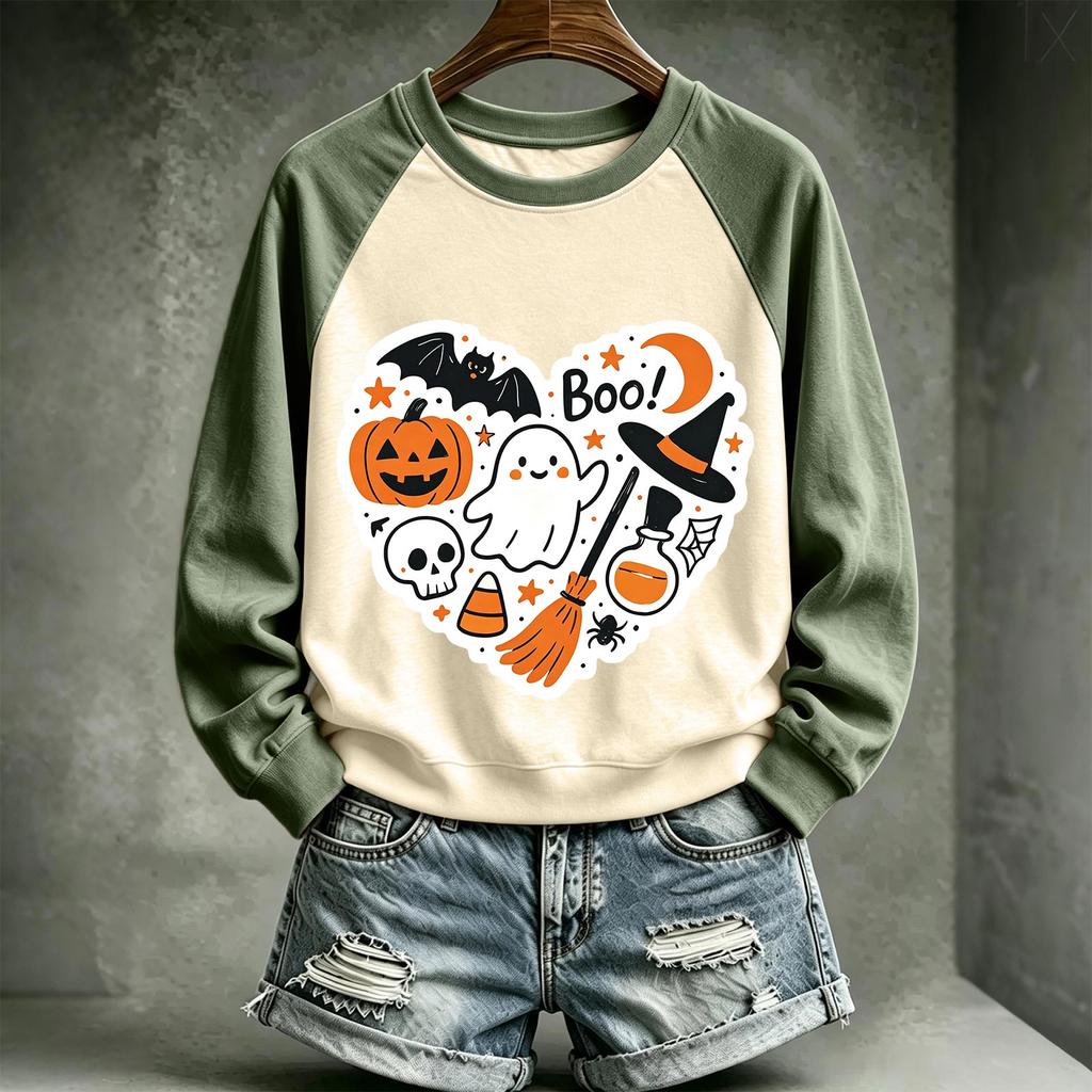 Damen Halloween Pullover Sweatshirt mit Aufdruck und süßem Design für die Feiertage