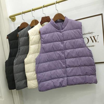 Women's Lightweight Down Vest 2025: Warm, Sleeveless, Stand-Up Collar, Fashionable White Duck Down for Autumn/Winter.