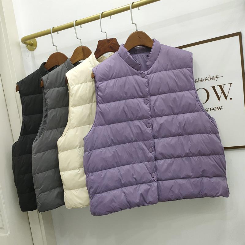 Γυναικείο Ελαφρύ Μπουφάν Πουπουλένιο 2025: Ζεστό, Αμάνικο, Όρθιος Γιακάς, Μοντέρνο Πουπουλένιο Πάπιας για Φθινόπωρο/Χειμώνα.