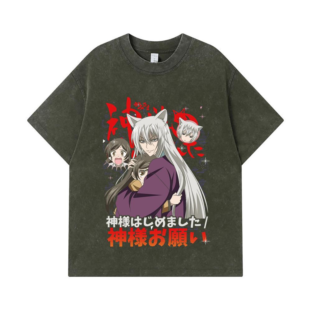 275 GSM Washed T-shirts 100% Cotton Kamisama Kiss V1 Print Unisex Heavy Cotton T Shirt S