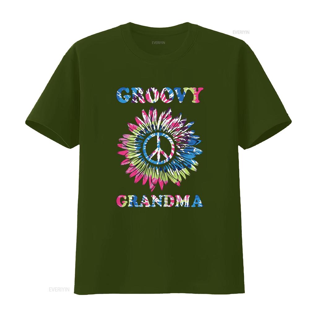 Groovy Grandma Vintage Tie Dye Peace Sign T Shirt vintage Washed Breathable Casual Slightly Top For Everyday Wear Versatile