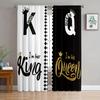 Set Of 2 Modern King Queen Black Text Gold Crown Curtains Abstract Art Design Living Room Decor Curtain For Made Polyester
