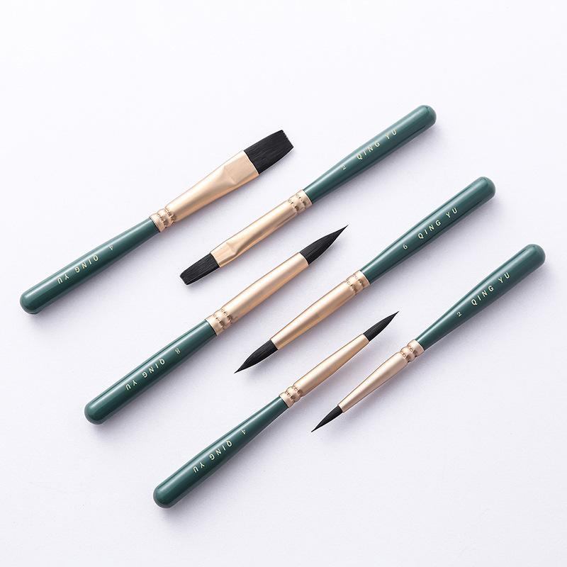 6Pcs Nylon Multi-Functional Paintbrushes Watercolor Brush Mini Fresh Green Brush For Students Art Painting School Office Supplie
