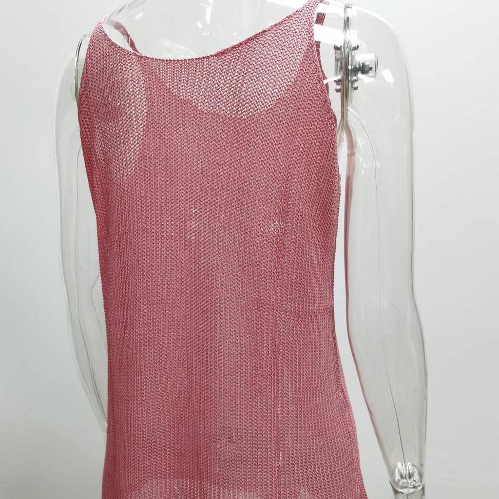 2026 Summer Women's Color Block Knit Tank Top, Round Neck Sleeveless Crochet Vest Cami for Casual Beach & Daily Wear