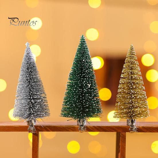 3 bucăți mini brazi de Crăciun cu aspect realist, culori vii, care nu se decolorează, decorațiuni pentru copaci mici din sisal