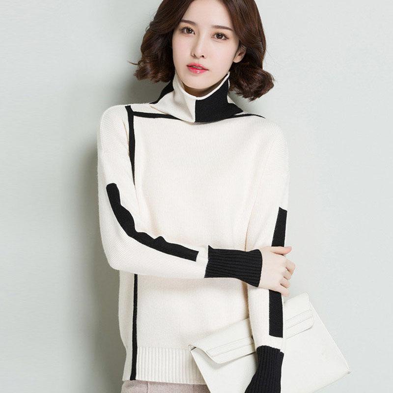 Damen Locker Verliert Keine Farbe Rollkragenpullover Strickpullover Herbst und Winter Kurzer Absatz Plus Samt Unterhemd