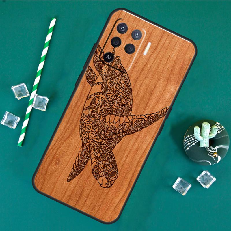 Turtle Wood Pattern Case For Oppo A80 A40 A60 A16 A76 A96 A91 A15 A17 A74 A94 A54 A57S A18 A38 A58 A78 A98 Cover