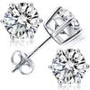 New S925 Sterling Silver Setting Round Faceted Cut Moissanite Diamond Women Ear Stud Earring Pair Fine Jewelry for Women Men