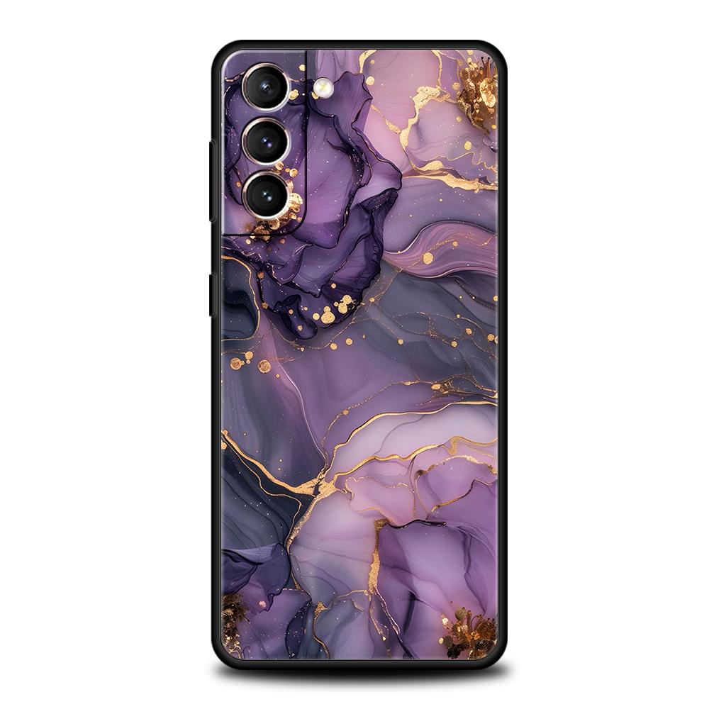 Flower Marble Phone Case For Samsung Galaxy S25 Edge S24 S23 S22 Ultra S20 S21 FE 5G S10 S9 Plus S10E Soft Cover