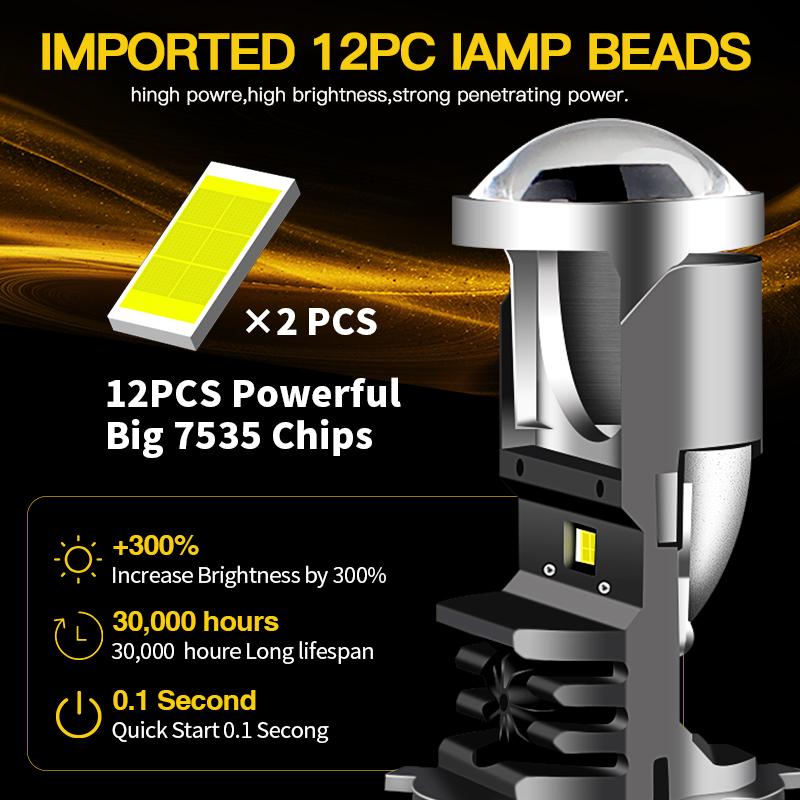 1pc H4 LED Projector Headlight Motorcycle 25W 50000LM Lens with Fan Cooling Automobile Hi Lo Beam Bulb For Haojue USR125