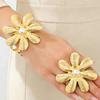 Elegant Gold Seven-Petal Flower Bracelet and Ring Set - Luxurious Retro Fashion