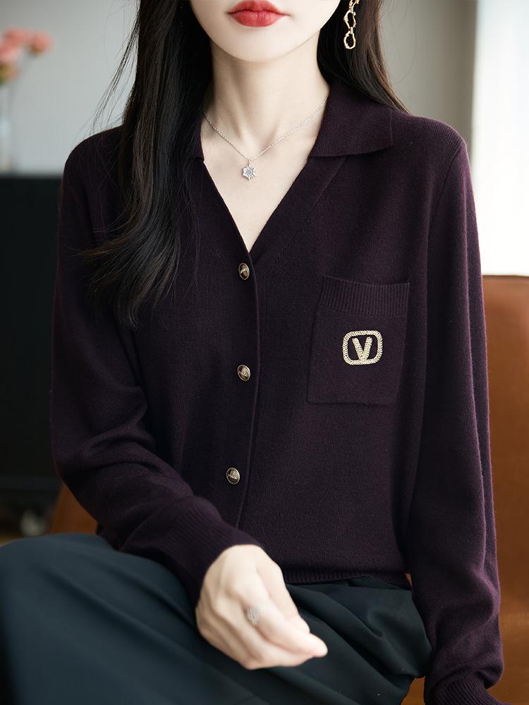 Damen 2025 V-Ausschnitt Strickjacke aus Wolle – Elegante Pendler-Oberbekleidung