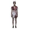 Adult Halloween Nurse Costume Dress Set Bloody Print Short Sleeve Button Front Mini Dress with Matching Hat for Costume Party Role Play