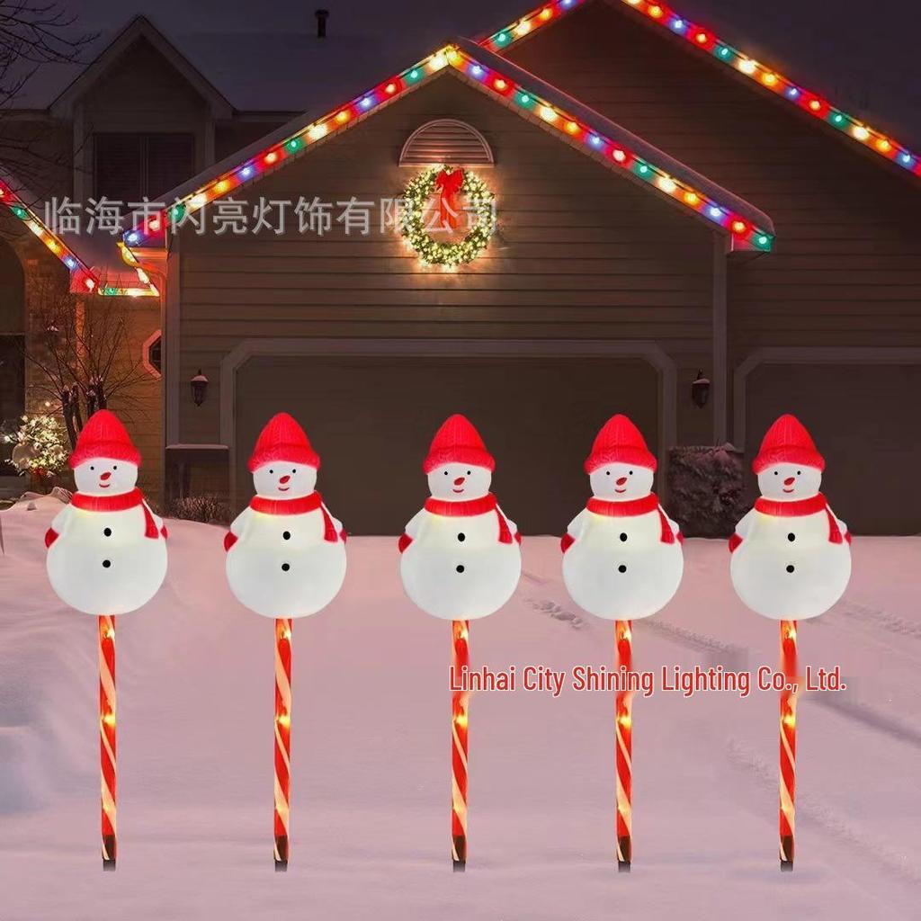 2025 Solar Weihnachts-Weihnachtsmann und Schneemann Leuchtende Lichterkette für Außendekoration