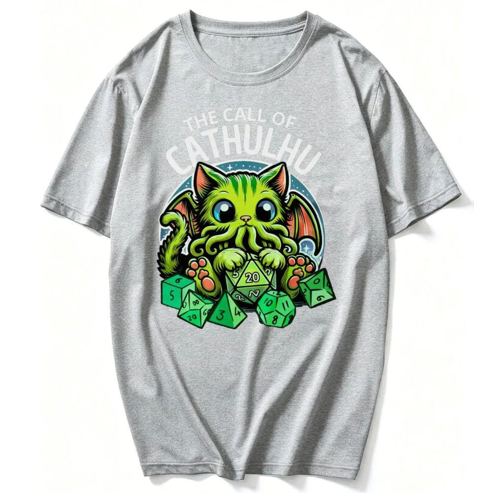 Funny Cat Shirt CALL OF CATHULHU Cthulhu Tshirt Cathullu Geeky Cryptid Mindflayer Lovecraft Cat Kitten Playing Ttrpg Dice G