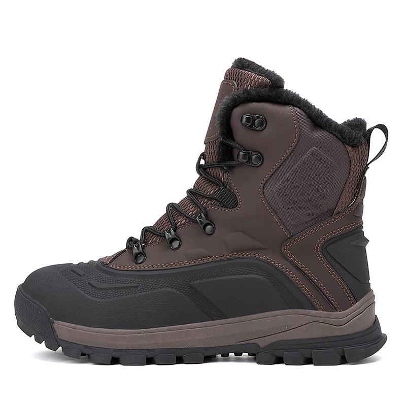 Winter European and American high-top mountaineering boots outdoor leather waterproof cotton shoes large size high quality snow boots