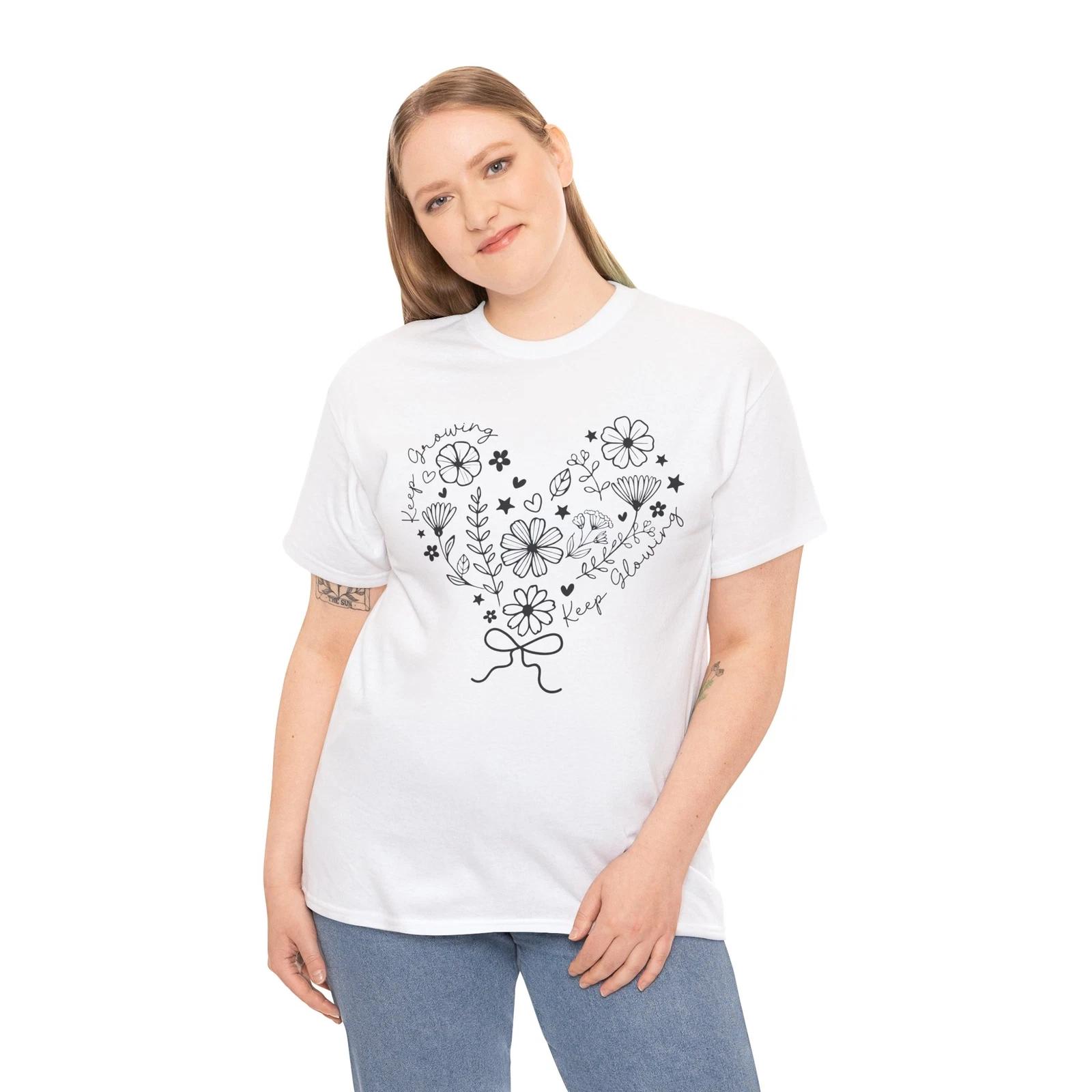 Keep Growing Keep Glowing T-Shirt | Blooming Nature & Sunshine Lover Tee 2XL