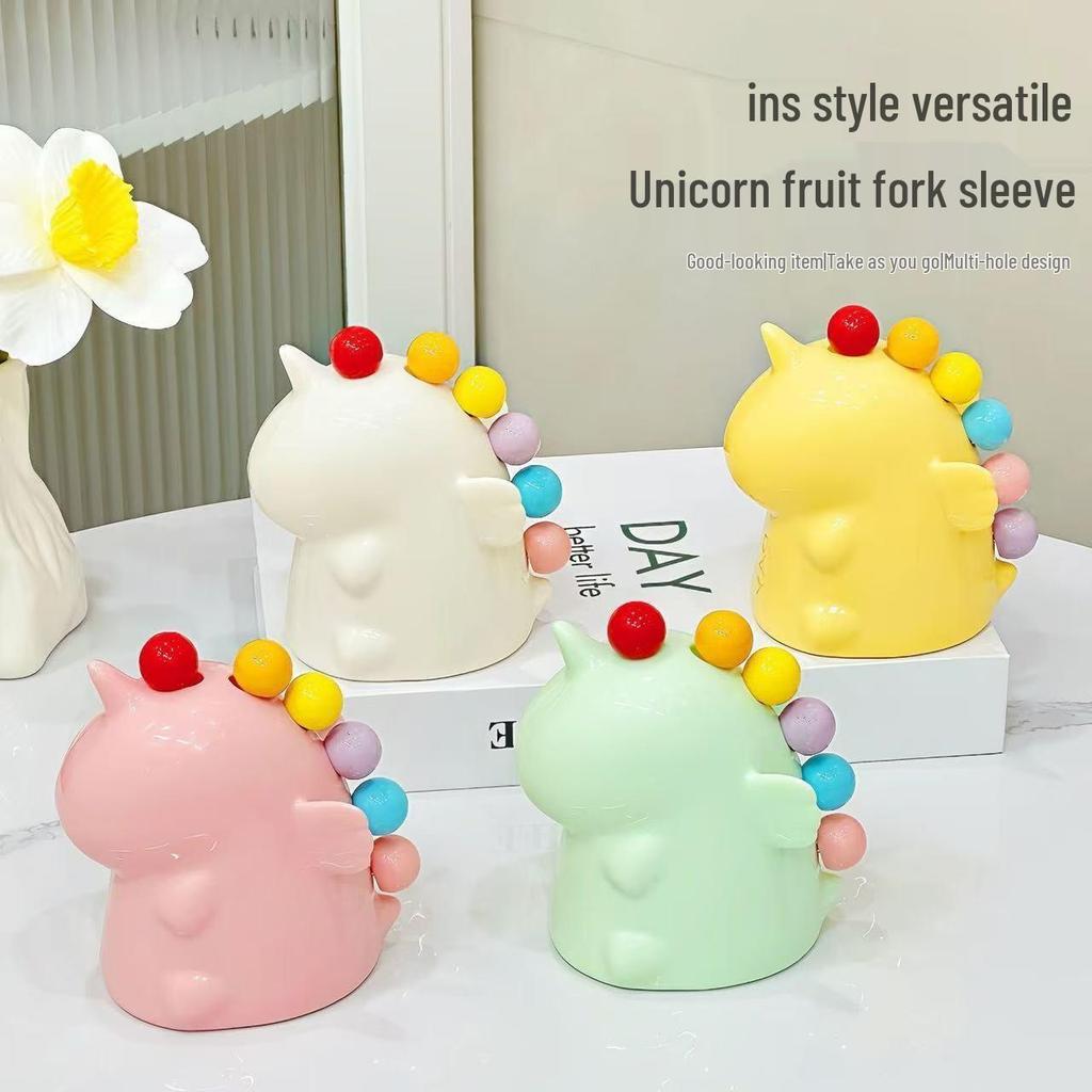 Creative Unicorn Fruit Fork Set - Cute Cartoon Dessert & Cake Stainless Steel Forks with Storage for Home Use