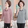 Stylish Seven-Sleeve Printed Shirt for Mid-Aged & Elderly Women - Fashionable Spring/Summer Top for Moms
