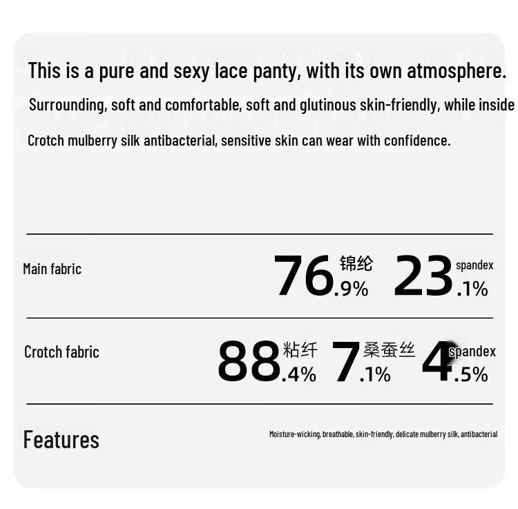 Urban Beauty Women's 10A Antibacterial Silk Crotch Lace Underwear 3-Pack